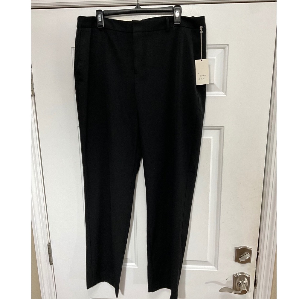 A New Day Womens Straight Leg Dress Pants Ebony Black Stretch Size 16R NWT